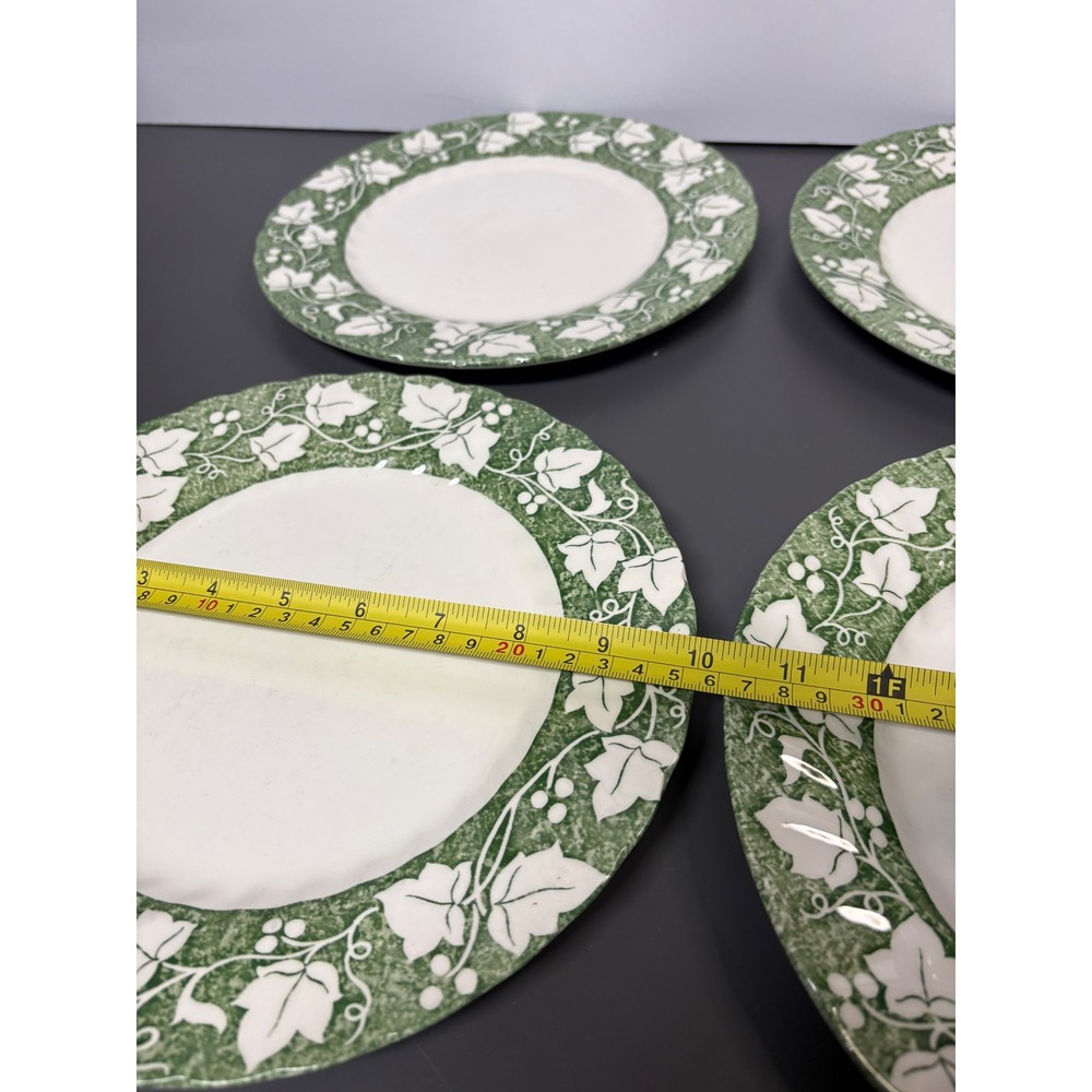 Cooks Club England Green Ivy Luncheon Plates Set of 4 Scalloped Edge 10 Inch - Picture 7 of 7